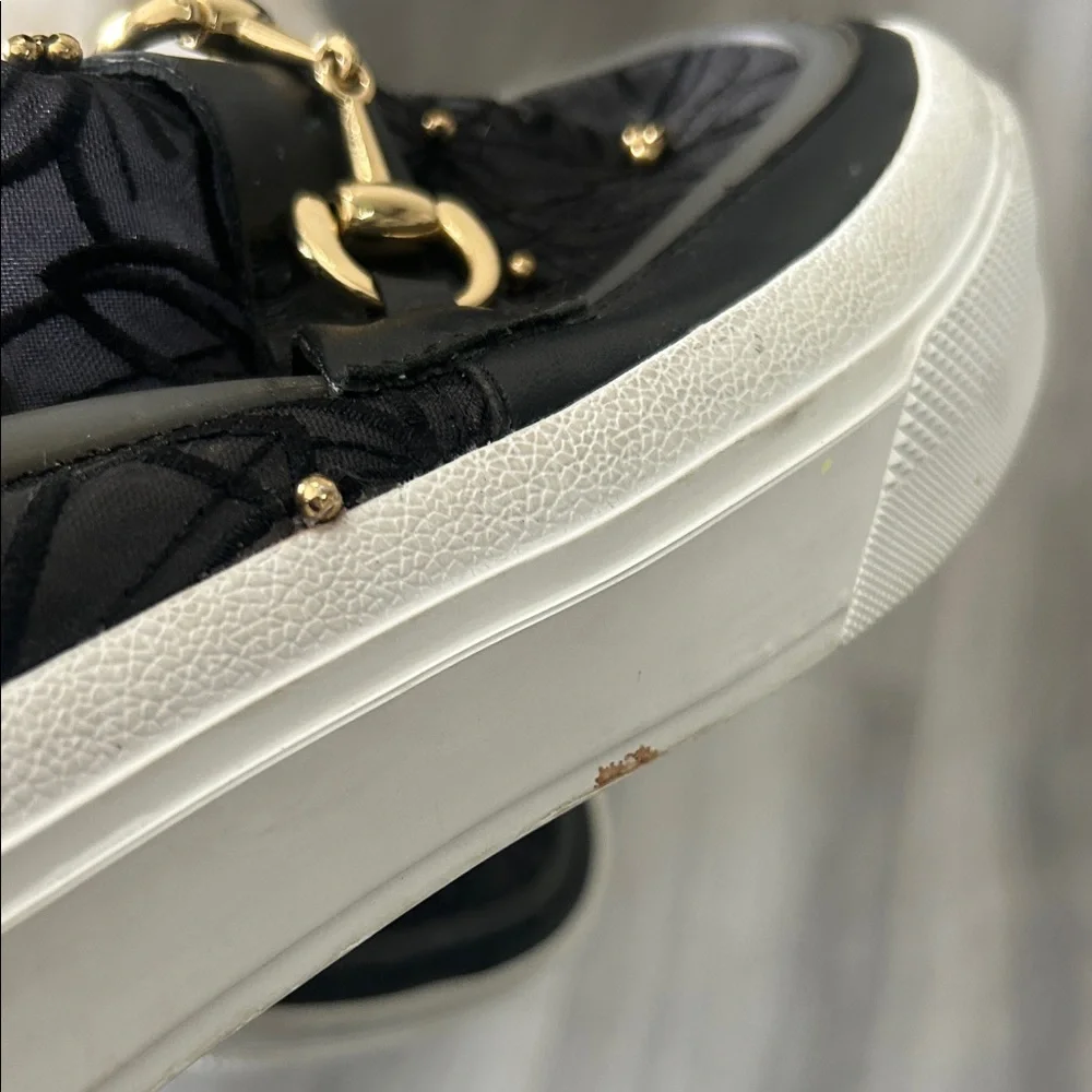 J Slides Black Lace Platform Slip on Sneakers Sz 8 1/2 - Picture 14 of 15